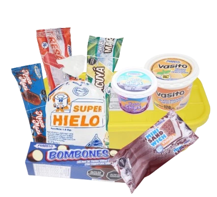 Productos de las empresas con las quer trabaja MIJUSPA, hielos y helados